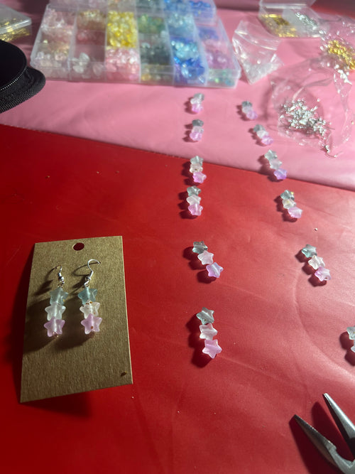 Asexual Pride Handmade Beaded Starry Earrings