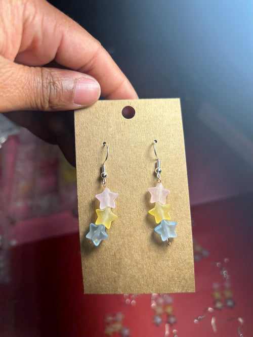 Handmade Pansexual Pride Starry Earrings