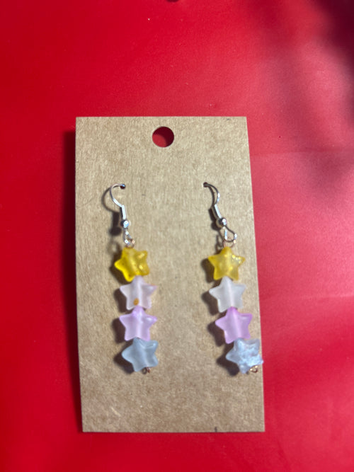 Handmade Nonbinary Starry Bead Earrings